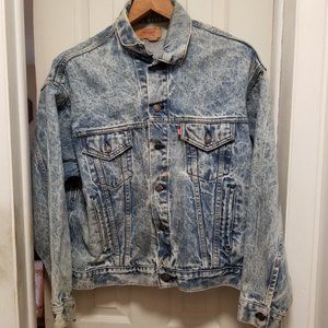 Vintage Levi's Mens Acid Wash Denim Blue Jean Jacket Size L